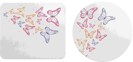 Nimvoya Alfombrillas de ratón xxl para juegos xxl Gaming Butterfly Gaming Mouse Pad XXL Alfombrilla gigante para mouse – 2 unidades, 20 x 24 cm y diámetro 20 cm