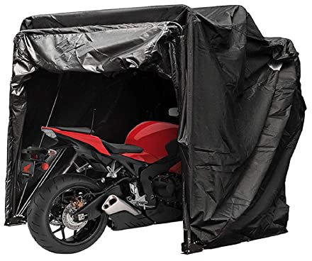 Motorcycle Cover 600D Oxford Waterproof Heavy Duty Large Motorbike Storage Tent, All Season Outdoor Protection, Black - Fits Most Motorcycles