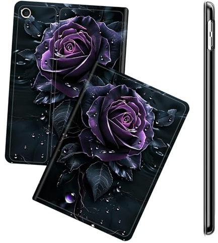 RWUTYTIUL for Amazon Fire HD 8 Tablet Case 8(8th/7th/6th Generation, 2018/2017/2016 Release), Multi-Angle Viewing Shockproof Smart Protective Case with Auto Wake/Sleep, Water Drop Rose