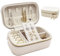 SchmuckkäStchen MäDchen, Schmuckaufbewahrung Reise Leder, Schmuck Organizer Mit ReißVerschluss, Schmuckbox, Schmuckschatulle, Geschenkidee, Schmuckkasten FüR Uhren, Ringe Ohrringe Halsketten (Beige)