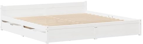 vidaXL Massivholzbett ohne Matratze Weiß 135x190 cm Kiefernholz