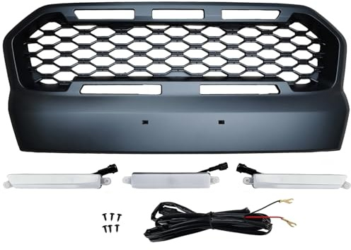 Waben Kühlergrill Sport Schwarz mit LED passt für Ford Ranger T7 16-19 2.2 3.2