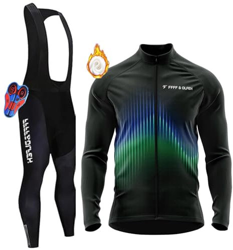 Radtrikot Set,Winter Fahrradbekleidung Herren Fahrrad Jacke + Hose Set Winter Thermo Fahrradbekleidung + 9D Gel für Radfahren MTB Outdoor (PT6,XXL)
