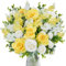 Luabue Kunstblumenstrauß aus Gelbe Pfingstrosen Weiße Rosen Hyazinthen und Eukalyptusblätter Künstliche Blumen Seidenblumen Artificial Blumen für Hochzeit Zuhause Tischdeko Wohnzimmer