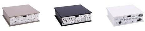 1 Pezzo Cassetto Portacialde Capsule Caffè in Legno MDF con 3 Scomparti 3 Decori