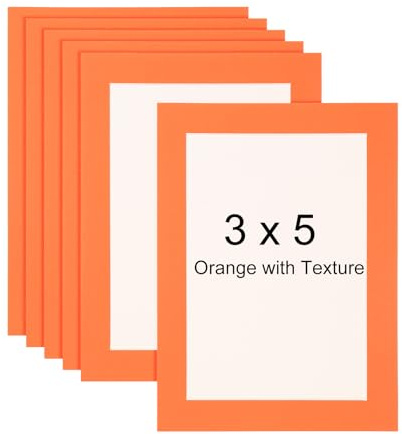 sourcing map 3x5 Karton Bilderrahmen, 6 Stück Orange Foto Wand Display Papier Rahmen mit Klarfolie für Kinder Zeichnen Kunstwerk Display Galerie Wandrahmen Ausstellung