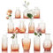 Lot de 12 petits vases en verre décoratifs avec couvercles pour décoration de table, mariage, réception, maison, style vintage, rose et orange (12, rose-orange)