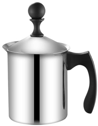 Manual Milk Frother - Creamy Milk Foam Maker, Stainless Steel Manual Milks Frother | Japanese Style Double-Layer Foam Maker, Hand-Pump Coffee Frothing Jug for Cappuccino, Latte & Supplies