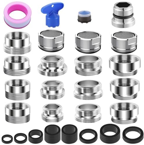 20pc Faucet Adapter Kit, Tap Adapter for Kitchen Sink, Tap Aerator Faucet Adapters for Male Female, for Connecting Garden Hose Sink Water Filters