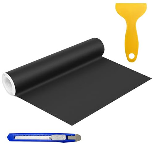 Comroxu 300x30cm Pellicola Wrapping Auto Nero Opaco, Adesivo Car Sticker, Rivestimento Autoadesiva in PVC, Pellicola Protettiva Adesiva per Interni/Esterni di Moto, Auto, Decorazione di Mobili