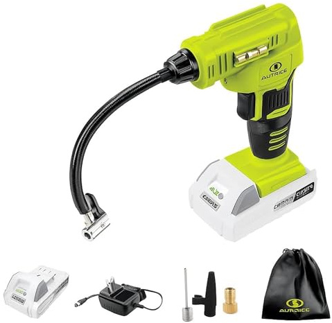 Auto Joe 24V-AJC-MAX 24V IONMAX Cordless Rapid Air Inflator, Portable Air Compressor, Includes 1.3Ah Battery, Charger, Air Chuck, Tapered Adapter, Presta Valve Adapter, and Ball Needle