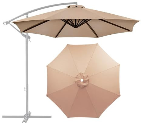 SHGUOMSC Parasol de Repuesto de 2,0 m, 3,0 m y 3,5 m, Redondeado, con 8 Varillas y Cubierta de Tela for Patio Exterior con protección .(Champagne,3.50m(11.5ft))
