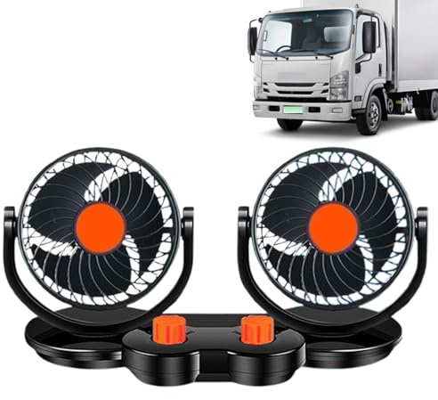 Yhsioaklo Ventilator für Golfwagen, doppelter Ventilator für LKW, 12 V / 24 V, Zubehör für Fenster, Rücksitz, Armaturenbrett, Boot, LKW, Transporter, Quads, Dach, Camping