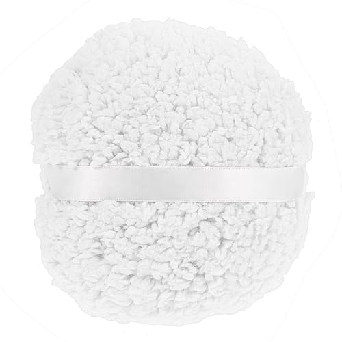 Powder Puff, 5.9’’ Body Powder Puff Large Velvet Dust Puffs Ultra Soft Washable Large Round Velour Powders Puffs, Soft Reusable Body Powders Applicator Face for Loose Mineral Powders(white)