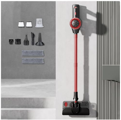 Balai Aspirateur Laveur 120W 18Kpa 35 Min, Petit Aspirateur sans Fil Léger Puissant Aspirateur sans Fil pour Les Poils d'animaux/Tapis/Sols Durs,Red