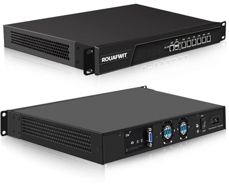 ROUAFWIT Firewall, 19 Inch 1U Rackmount, OPNsense, Network Appliance, Router PC, Core i5-3320M, 6 i226V Lan/2USB/COM/VGA/, SIM Slot, DDR3 8G RAM 256G SSD