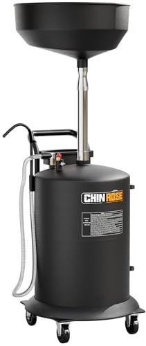 Chinrose Ölauffanggerät 70 Liter mit Rollen, Altöl Auffangbehälter für Werkstatt | Motoröl Auffangwanne mit Verstellbarer Trichterhöhe, Praktischer Ölauffangwagen