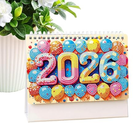 Schreibtischkalender, Kalender mit Strassverzierungen, Terminplaner mit drehbaren Blättern 2026 - für Innenräume zu Hause Büro Schule Dekoration Lehrer Frauen Freunde