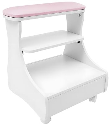 Chariot de Pédicure,Meuble Roulant Manucure et Soins,Tabouret à Quatre Roues avec Plateau et Rangement,avec Repose-Pieds,Idéal pour Salon de Beauté,Spa et Usage Domestique Professionnel
