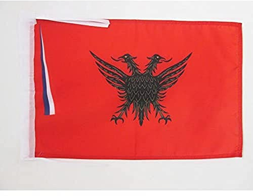 AZ FLAG - Autonomous Albanian Republic of Korçë Flag - 18'' x 12'' - 100% Polyester Korce Small Banner with Two Cords - Fade Resistant - Vivid Colors - 18x12 in - 45x30 Cm
