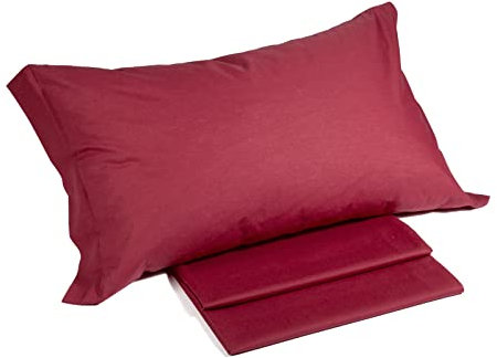 Caleffi Completo Letto Colors Bettwäsche-Set, Baumwolle, Bordeaux, UNA Piazza e Mezza