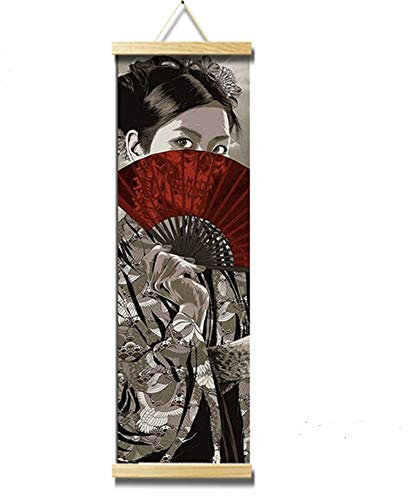 Crewell, hochauflösendes Leinwand-Gemälde, Wall-Art-Poster, Heimdekoration im japanischen Stil, hängendes Bild für Wohn- und Schlafzimmer, B, 40 * 128 cm