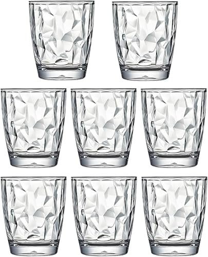 VEILEDGEM [Sembra di vetro] 300 ml 8-Pezzo impostato Shatter resistente sicuro Coppa di plastica Nessun BPA Può essere lavato nella lavastoviglie (trasparente)