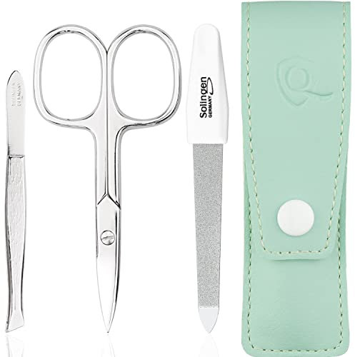 marQus Nagelschere und Pinzetten Set 3 teilig - mit Feile aus Solingen, das praktische Nagelpflegeset für alle Fälle und Taschen, Reise Maniküre Nageletui Trendfarbe: Mint