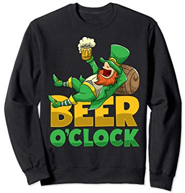 St. Patrick's Day Irish Leprechaun Bier Uhr Getränk Sweatshirt