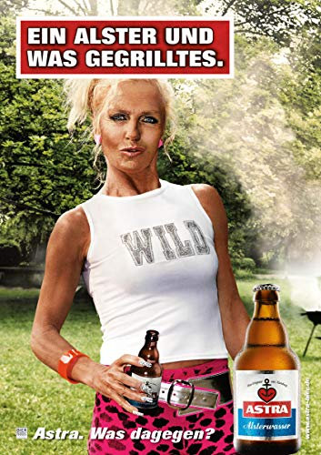 ASTRA Bier Werbung/Reklame Plakat Poster DIN A1 59,4 x 84,1cm EIN ALSTER UND was GEGRILLTES
