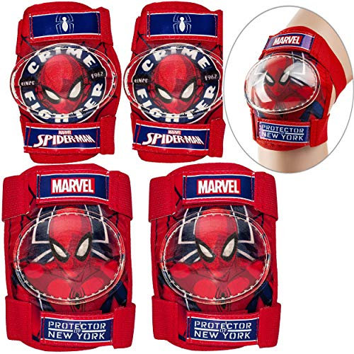 alles-meine.de GmbH 4 TLG. Set - Knieschoner + Ellenbogenschützer - Spider-Man - für Circa 4 bis 12 Jahre - Kinder - Schutzausrüstung - Gelenkschützer Knieschützer/Protektor - ..