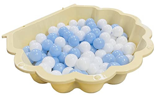 TikTakToo Sand & und Wassermuschel I Sandkasten mit gefüllt mit 100 Euromatic Spielbällen (1-teilig) (Sand/weiß/grau)