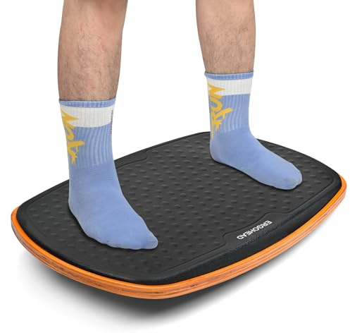 Ergohead Standing Desk Anti Fatigue Mat Balance Board, 360° Rotation Exercise Wooden Wobble Board Stability Rocker Perfect for Office, Workstation, Home, Gym, Kitchen