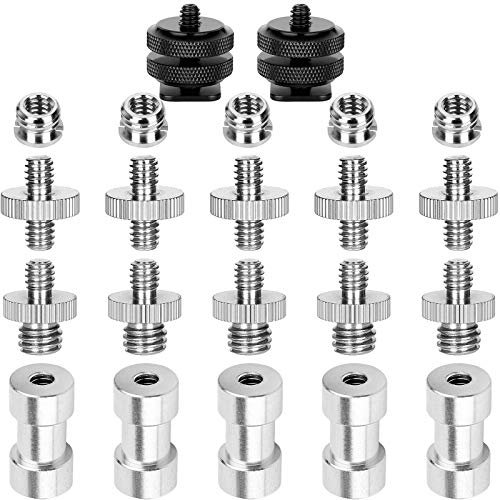 ChromLives Lot de 22 vis de montage pour appareil photo,adaptateur de vis de trépied 1/4 à 1/4,adaptateur de filetage de convertisseur 3/8-20,adaptateur de montage sabot de caméra vers 1/4,lot de 22