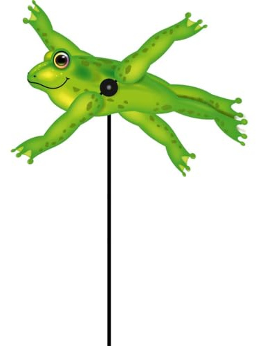 HQ Design Windspiration - Paddle Spinner, UV-beständige und wetterfeste Windspiel Deko für Garten, Terrasse und Balkon - Windrad inkl. Standstab (Froggy)