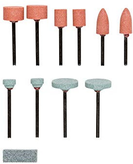 Lidl Parkside PMZS 50 A1 Rotationswerkzeug Schleifstein Set, Körnung 11-teilig, Größen 80/100/120, für Stahl und Nichteisenmetalle, Klassisch, 1 Stück