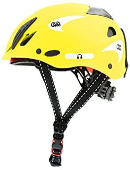 Kong. Mouse Work. Casco da Lavoro Aerato. Casco di Sicurezza. Certificato EN 397:2012 e A1:2012. 385g. Taglia Unica. Regolabile 52-64cm. Made in Italy. Colore Giallo Fluo.