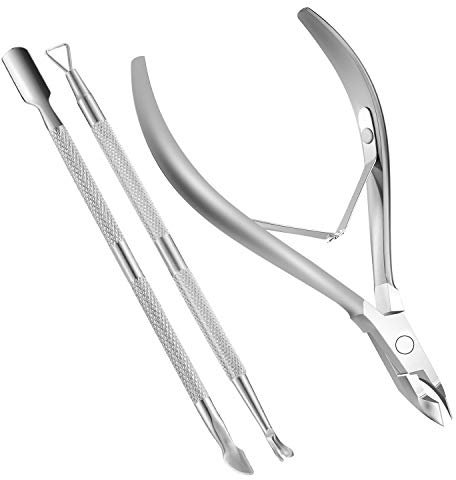 Pince à cuticules et repousse-cuticules - Outil professionnel en acier inoxydable pour ongles en gel, ongles de pieds, spa