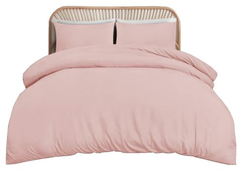 funky gadgets King Size Duvet Cover Sets Blush PInk - Soft Brushed Microfiber Plain Dyed Duvet Cover Sets with Pillow Cases- Bedding Quilt Cover Set.