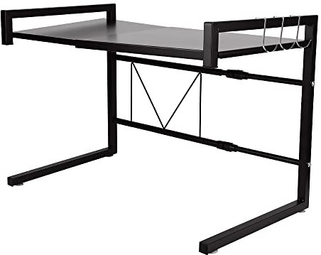 Mensola Microonde Allungabile Forno a Supporto,Scaffale per Forno a Microonde Cucina della Griglia del Forno Salvaspazio,(40-65 cm x 36,5 cm x 42 cm) (Nero)
