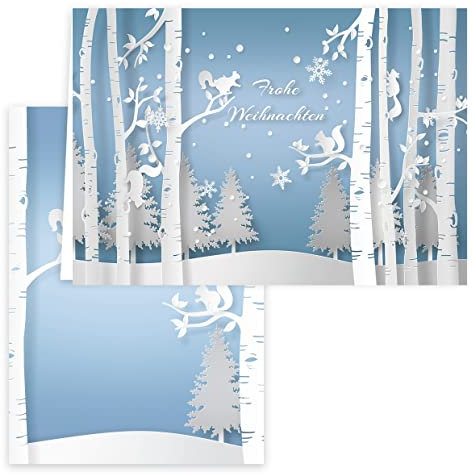 Klasse Weihnachtskarten Klappkarten Karte Karten Geschäftlich edel stilvoll Glanz MADE IN GERMANY Frohe Weihnachten Merry Christmas xmas Hellblau Blau Geschenk Weihnachtsgrüße