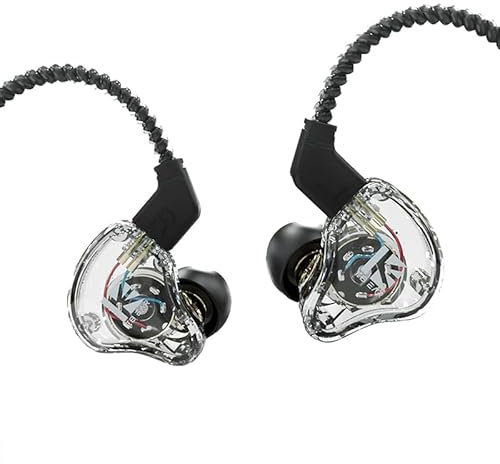 keephifi KBEAR KS1 In-Ear-Monitore,IEM kopfhörer KBEAR Earbuds Single DD Wired Earphone Studio Earbuds IEM Earphones in Ear Headphones for Musicians Drummer Singers (klar,kein mikro)