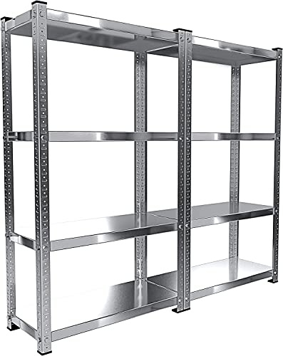 Arreditaly 2 Scaffali In Metallo Scaffale Alta Portata Con 4 Ripiani Regolabili Ideale Per Garage Officina Cantina Capannone Magazzino Design Modulare 150 x 75 x 30 cm (2)