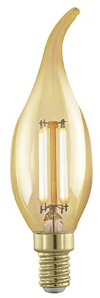 EGLO E14 LED Lampe Retro dimmbar, Golden Vintage Glühbirne in Kerzenform, Deko Leuchtmittel Kerze, 4 Watt (entspricht 28 Watt), 300 Lumen, warmweiß, 1700 K, Edison Birne CF35, Ø 3,5 cm