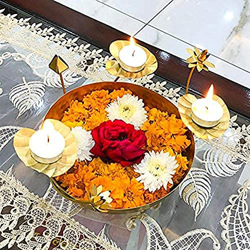 Indian Metal Urli Bowl Table Accents Centerpiece for Decoration, Home Decor (Golden) by Indian Collectible