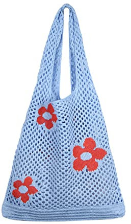 EVEOUT Gewebte Mesh Hohl Schultertaschen für Damen Strand Shopper Sommer Vintage gestrickte Henkeltaschen Umhängetasche