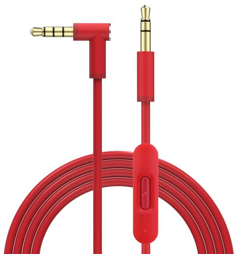 Toxaoii Ersatz-Audiokabel mit Inline-Mikrofon und Steuerung, kompatibel mit Beats by Dr Dre Solo2/Solo 3/Studio 2 3 Pro/Detox/Wireless/Mixr/Executive/Pill Kopfhörern (1,8 m, rot)