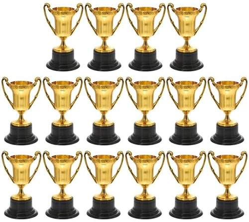 NUOBESTY 16 Piezas de Premio Trofeo, Pequeño Trofeo Dorado Trofeos de Oro de Reconocimiento de Trofeo Plástico de Trofeo Y Premios Copas de Troféu