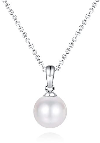 LUCKMORA Perlenkette Damen Sterling Silber 925 Süßwasserperlen Runde Echt Perle Choker Halskette Süßwasser-Zuchtperlen Halsband Ketten Raffinierte Größenverstellung (G-7.5mm)