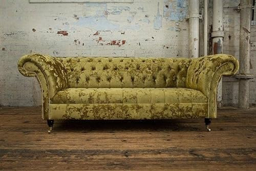 jvmoebel XXL Big Sofa 3 Sitzer Couch Chesterfield Polster Sitz Garnitur Leder Textil Gelb